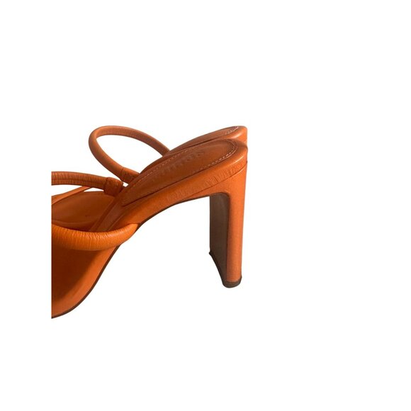 SCHUTZ Orange Leather Double Strap Sandals Heels Size 7.5 - Picture 10 of 11